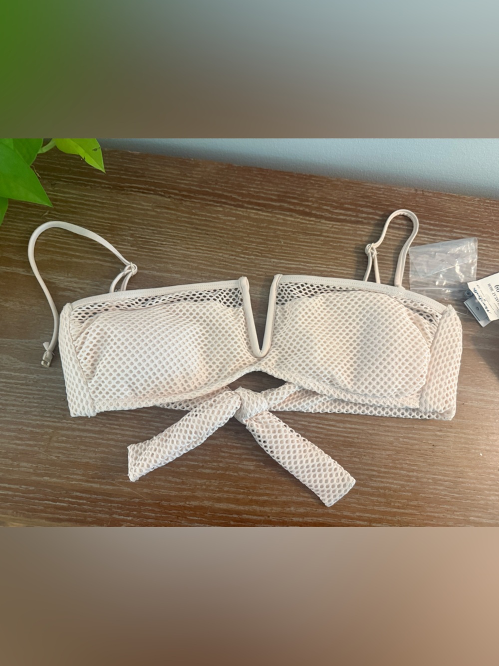 Sanctuary Cream Mesh Bandeau Bikini Top